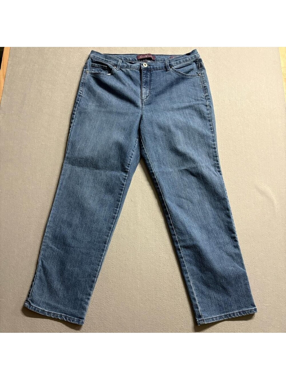 Gloria Vanderbilt Amanda Jeans Womens 16W Blue Denim Stretch Straight Leg Pants